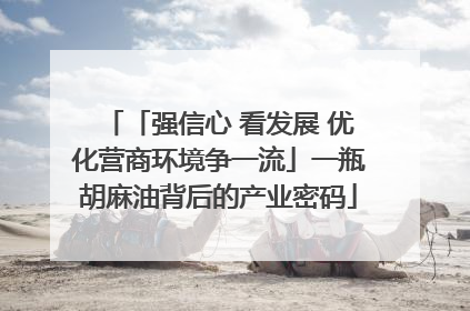 「强信心 看发展 优化营商环境争一流」一瓶胡麻油背后的产业密码