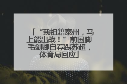 “我祖籍泰州，马上能出战！”前国脚毛剑卿自荐踢苏超，体育局回应