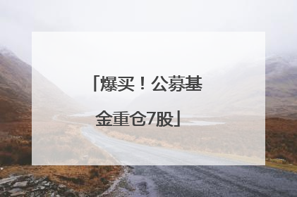 爆买！公募基金重仓7股