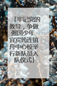 牢记党的教导，争做强国少年 宜宾筠连镇舟中心校举行新队员入队仪式