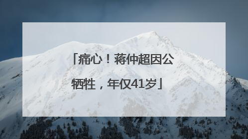 痛心！蒋仲超因公牺牲，年仅41岁