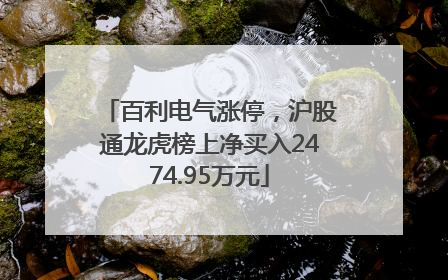 百利电气涨停，沪股通龙虎榜上净买入2474.95万元