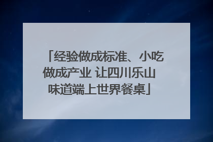 经验做成标准、小吃做成产业 让四川乐山味道端上世界餐桌