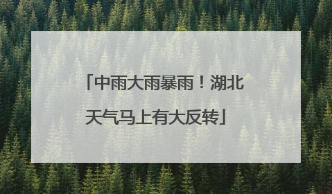 中雨大雨暴雨！湖北天气马上有大反转