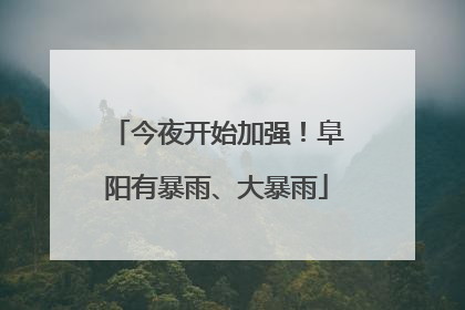 今夜开始加强！阜阳有暴雨、大暴雨