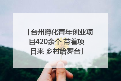 台州孵化青年创业项目420余个 带着项目来 乡村给舞台
