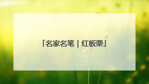 名家名笔｜红板栗