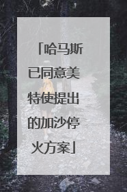 哈马斯已同意美特使提出的加沙停火方案