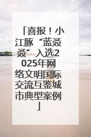 喜报！小江豚“蓝叒叒”入选2025年网络文明国际交流互鉴城市典型案例