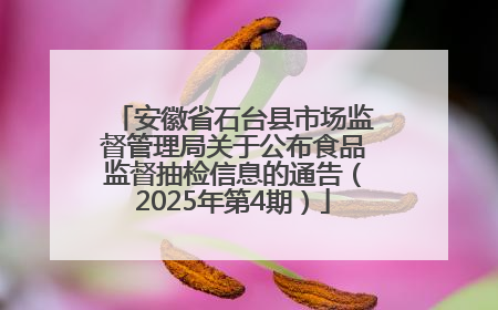 安徽省石台县市场监督管理局关于公布食品监督抽检信息的通告（2025年第4期）