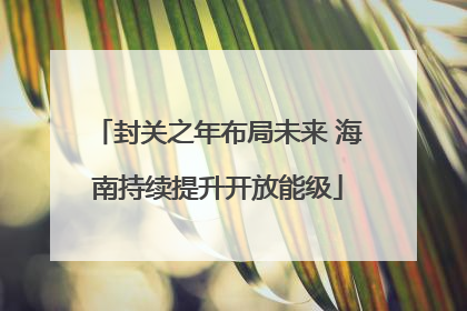 封关之年布局未来 海南持续提升开放能级