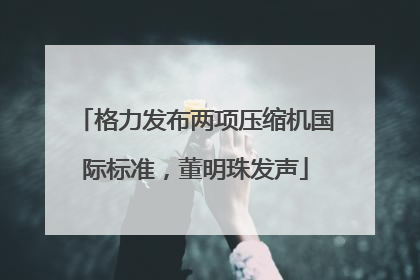 格力发布两项压缩机国际标准，董明珠发声