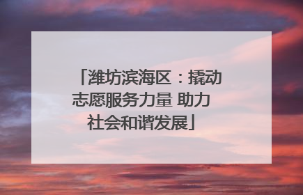 潍坊滨海区：撬动志愿服务力量 助力社会和谐发展