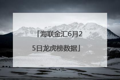 海联金汇6月25日龙虎榜数据