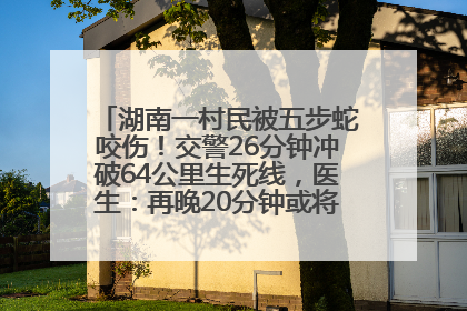 湖南一村民被五步蛇咬伤！交警26分钟冲破64公里生死线，医生：再晚20分钟或将呼吸肌麻痹