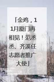 金鸡，11月厦门再相见！范丞丞、齐溪任志愿者推广大使