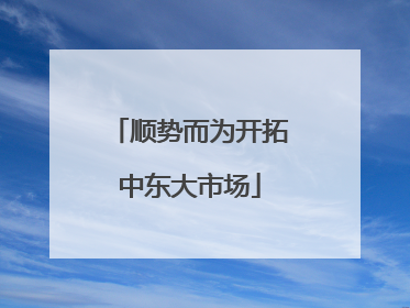 顺势而为开拓中东大市场